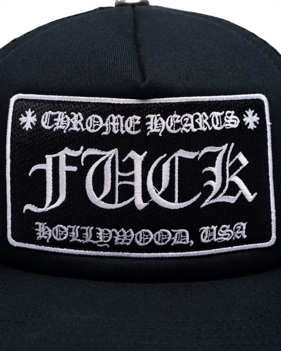 Chrome Hearts FUCK Hollywood black trucker hat thumbnail