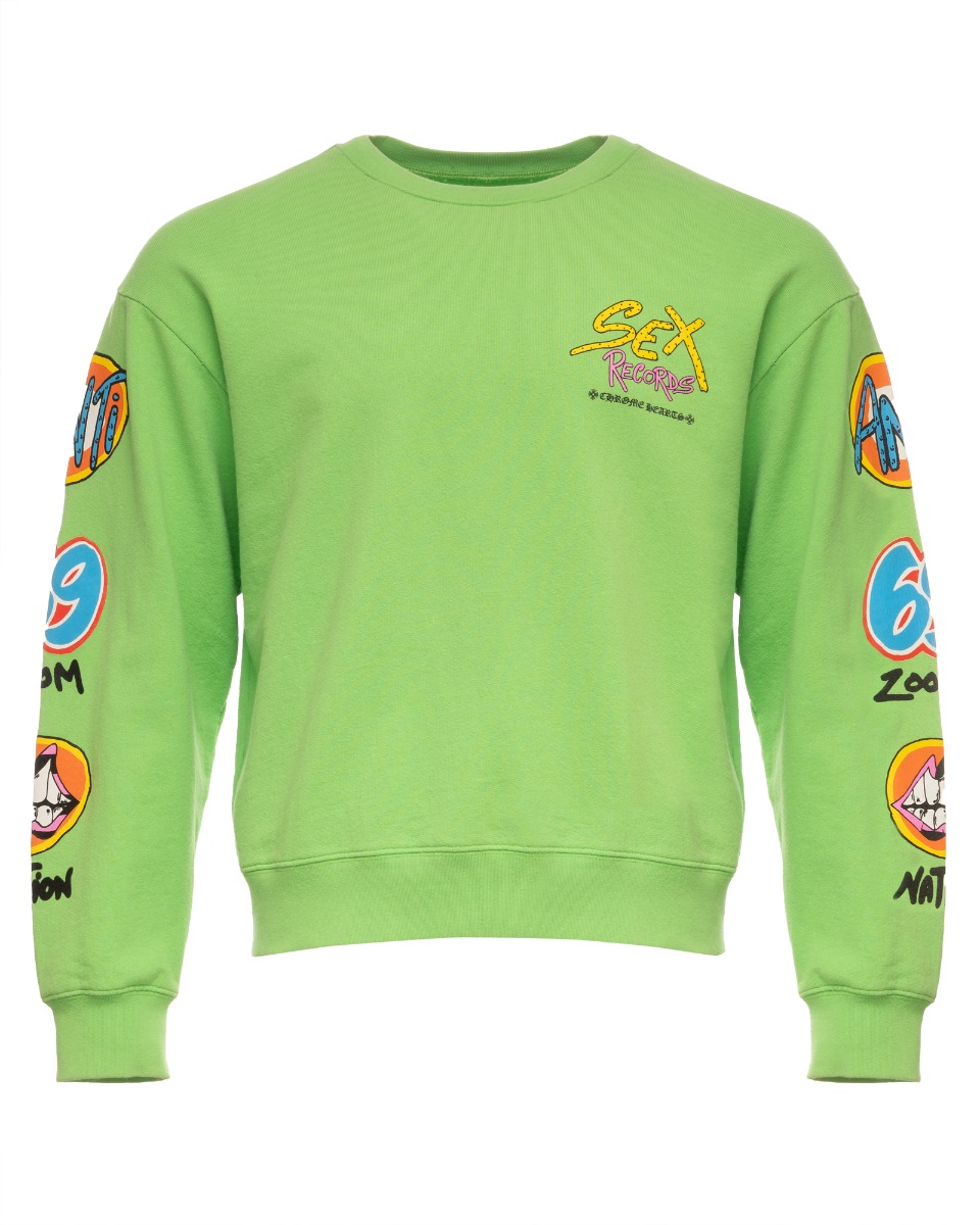 Chrome Hearts Matty Boy "Sex Records" green crewneck sweatshirt thumbnail