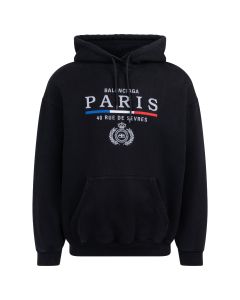 Balenciaga Paris 40 Rue De Sevres embroidered black hoodie