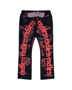 Endless distressed embroidery denim pants 