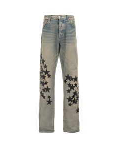 Amiri Indigo leather star denim pants