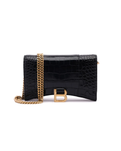 Balenciaga Hourglass Wallet on Chain crocodile embossed bag
