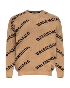 Balenciaga brown Allover logo sweater