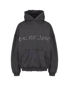 Balenciaga Safety Pin logo black hoodie - L