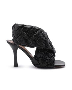 Bottega Veneta black crisscross woven board sandals