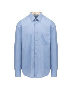 Burberry pocket logo button-up blue shirt