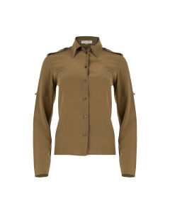 Celine military epaulets silk button-up shirt