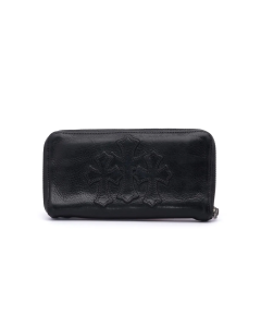 Chrome Hearts cross long black leather wallet