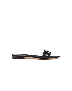 Gucci patent leather monogram lined sandals
