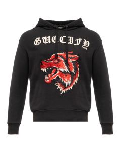 Gucci Guccify Wolf embroidered black hoodie 