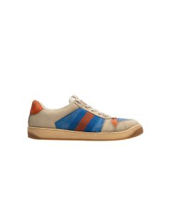 Gucci Virtus distressed leather and webbing sneakers