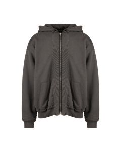 Haider Ackermann oversized double-layer dark-grey perth cotton zip sweatshirt