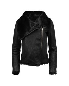 Helmut Lang rabbit fur/lamb leather hooded jacket