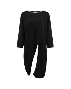 Jil Sander black asymmetric overlap sweater