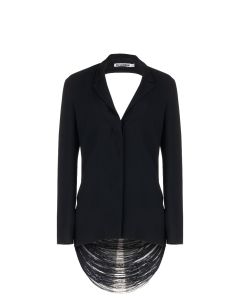 Jil Sander fringe cut-out black blazer jacket
