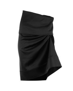 Loewe asymetric raw black satin skirt