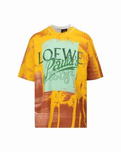 Loewe Paula's Ibiza Palm brown print white t-shirt
