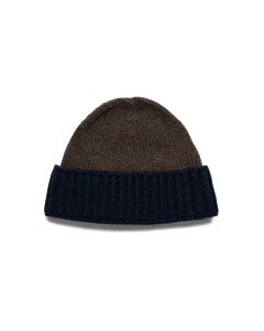 Loro Piana two-tone rib knitted cashmere brown/navy beanie