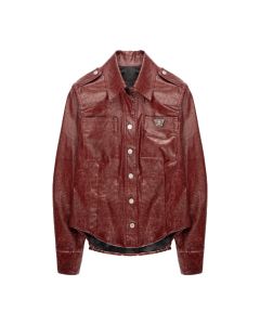 MISBHV 1-OF-1 faux ostrich leather metal logo plaque jacket