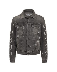 Off-White "Seasonal" distressed denim trucker jacket