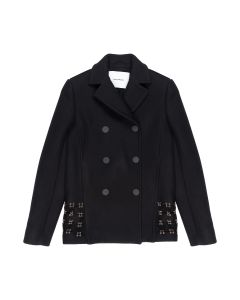 Paco Rabbane pierced wool pea coat