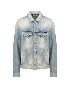 Palm Angels Sacred Heart blue trucker denim jacket