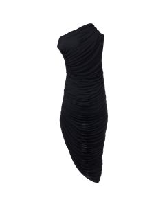 Ferragamo black asymmetric draped dress 