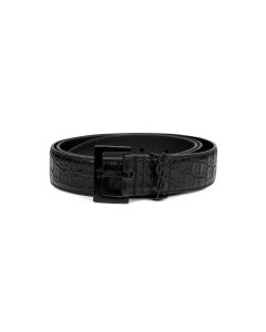Saint Laurent Cassandre belt crocodile-embossed leather