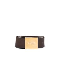 Saint Laurent Frame buckle leather dark brown belt