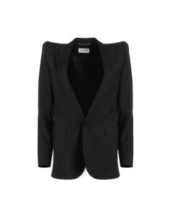 Saint Laurent Pagoda-shoulder gabardine blazer jacket