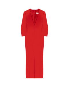 Saint Laurent plunge neck red maxi dress