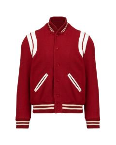 Saint Laurent red wool teddy jacket