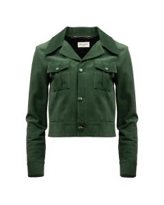 Saint Laurent suede trucker green jacket