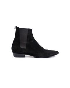 Saint Laurent Wyatt Chelsea suede black boots