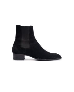 Saint Laurent Wyatt Chelsea suede black boots