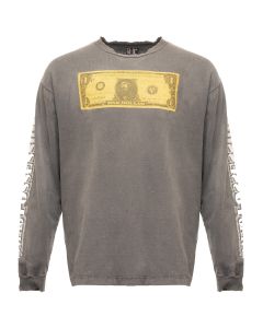 Saint Michael "Money Anxiety" washed grey long sleeve t-shirt