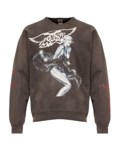 Saint Michael x Hajime Sorayama graphic washed grey crewneck sweater