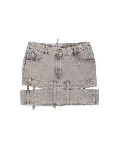 The Attico cut-out denim mini skirt