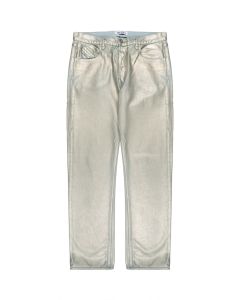 The Attico metallic coated straight-leg denim pants