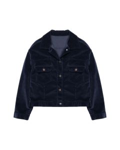 The Row Lafayette corduroy navy trucker jacket