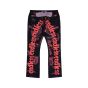 Endless distressed embroidery denim pants 