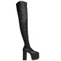 Balenciaga high-knee platform black leather boots