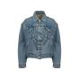 Balenciaga Swing asymetrical distressed denim trucker jacket