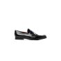 Gucci G-logo embossed black leather loafers