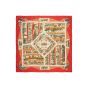 Hermes "A la Gloire de Guillaume" by Loic Dubigeon silk red scarf