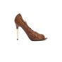 Tom Ford napa lace peep toe pump brown heels