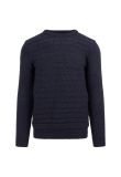 Raf Simons "RIOT! RIOT! RIOT!" cable woven navy crewneck sweater