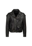 Balenciaga sleeve painted logo oversized leather moto jacket