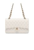 Chanel Classic Double Flap Caviar White medium quilted bag