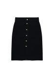 Chanel gold-buttoned laine pencil skirt